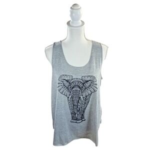 L.A. Soul XL Gray Sleeveless Graphic  Tank Top Boho-Style Elephant Shirt